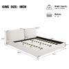 KT Rolster King Size Bed Frame with 2 Removable Pillow Headboard, Boucle Fabric Marshmallow Upholstered Platform Cloud Bed, King Soft Frame Cream Bedframe, Wood Slats Support, White Beds view 2