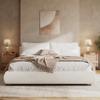 KT Rolster King Size Bed Frame with 2 Removable Pillow Headboard, Boucle Fabric Marshmallow Upholstered Platform Cloud Bed, King Soft Frame Cream Bedframe, Wood Slats Support, White Beds view 3