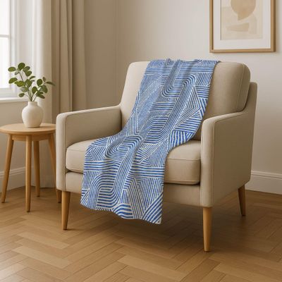 Addison Rugs ASB917 Blue 50" x 70" Oversized Sherpa Throw Blanket, Machine Washable