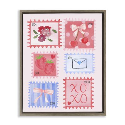 Adorable Stamps Arrangement, 16 x 20 Inch Canvas in Floater Frame