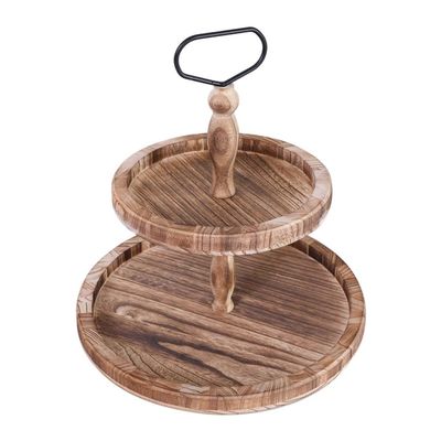 MVUYO FMURY Coffee Party Dining Room Table Tea Home Multifunction Decorative Organizer Breakfast for Kitchen Countertop Wood Two Tier Tray
