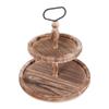 MVUYO FMURY Coffee Party Dining Room Table Tea Home Multifunction Decorative Organizer Breakfast for Kitchen Countertop Wood Two Tier Tray view 1