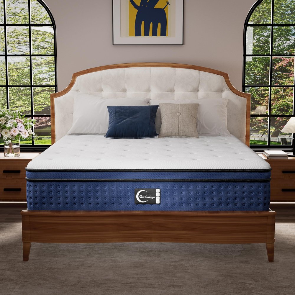 SURLUNKEYS Queen Mattress Medium Firm - 14 Inch Memory Foam Hybrid Mattress