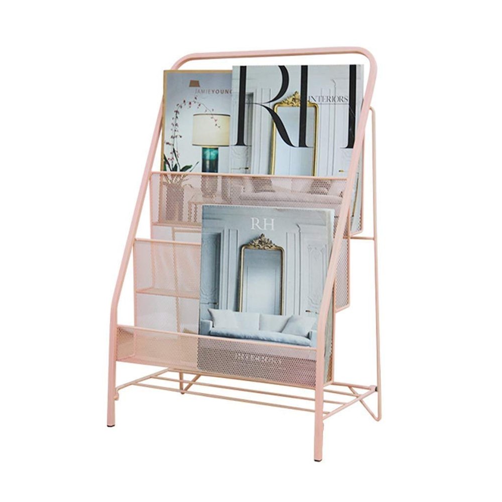 GFHSKRPL Floor Standing Magazine Rack Holder Organizer, Brochure Magazine Literature Display Holder Rack, Elegant Design Metal Rack for Home