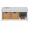 Furinno Cubicle Storage Bench, Shoe Bench with Padded Seat Cushion, 3-Cube Open Shelves Entryway Bench, for Closet, Entryway, Living Room, White view 4