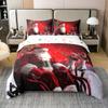 Manfei Santa Claus Kids Bedding Set King Size 100% Cotton,Elk Deer Snow Dots Duvet Cover SetChristmas Tree Holidays Quilt Cover,Red,2 Pillowcases(No Comforter) view 3
