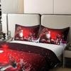 Manfei Santa Claus Kids Bedding Set King Size 100% Cotton,Elk Deer Snow Dots Duvet Cover SetChristmas Tree Holidays Quilt Cover,Red,2 Pillowcases(No Comforter) view 4