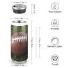 LJHDPMKT Coke Cup Brown Football Green Of Grass Printed Coca Coke Cans Water Bottle with Lid And Straw Drinking Mug Stainless view 2