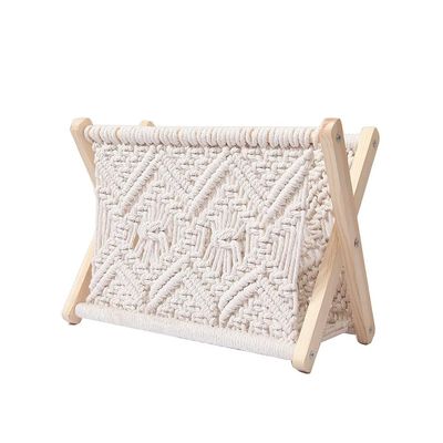 GFHSKRPL Cotton Rope Woven Storage Rack Macrame Magazine Rack Books Newspapers Holder Organizer