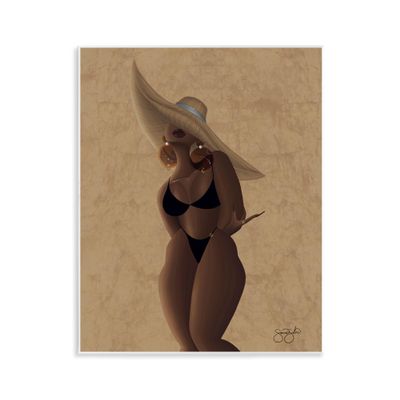 Black Sahara Portrait Boho Glam, 11 x 14 Inch Mounted Print on Wall Plaque