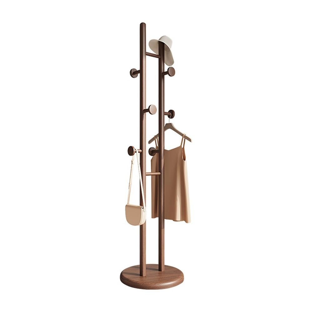 VHDY85KA Entryway New Chinese Style Solid Wood Hanger Floor Bedroom Bold Vertical Hanger Household Simple Coat Rack for Bags