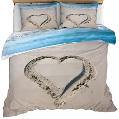 Love on The Beach Duvet Cover Set, California King Bedding Sets,Clear Ocean Bedding, Romantic Beach Comforter Cover,for Kids Boy Women Teen Girl, Bedroom Decor 3 Piece