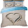 Love on The Beach Duvet Cover Set, California King Bedding Sets,Clear Ocean Bedding, Romantic Beach Comforter Cover,for Kids Boy Women Teen Girl, Bedroom Decor 3 Piece view 1
