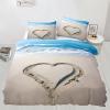 Love on The Beach Duvet Cover Set, California King Bedding Sets,Clear Ocean Bedding, Romantic Beach Comforter Cover,for Kids Boy Women Teen Girl, Bedroom Decor 3 Piece view 2