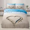Love on The Beach Duvet Cover Set, California King Bedding Sets,Clear Ocean Bedding, Romantic Beach Comforter Cover,for Kids Boy Women Teen Girl, Bedroom Decor 3 Piece view 3