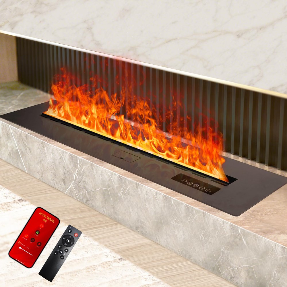 Sijitide Water Vapor Fireplace,Ultra Real Flame,Recessed, 70.9"