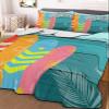 BketraquerC Full Quilt Set, Colorful Surfboard on Blue Wood Board Lightweight Soft Microfiber Summer Bedspread Coverlet with 2 Pillow Shams, Summer Sports 3 Piece Bedding Set for All Seasons view 2