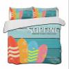 BketraquerC Full Quilt Set, Colorful Surfboard on Blue Wood Board Lightweight Soft Microfiber Summer Bedspread Coverlet with 2 Pillow Shams, Summer Sports 3 Piece Bedding Set for All Seasons view 3