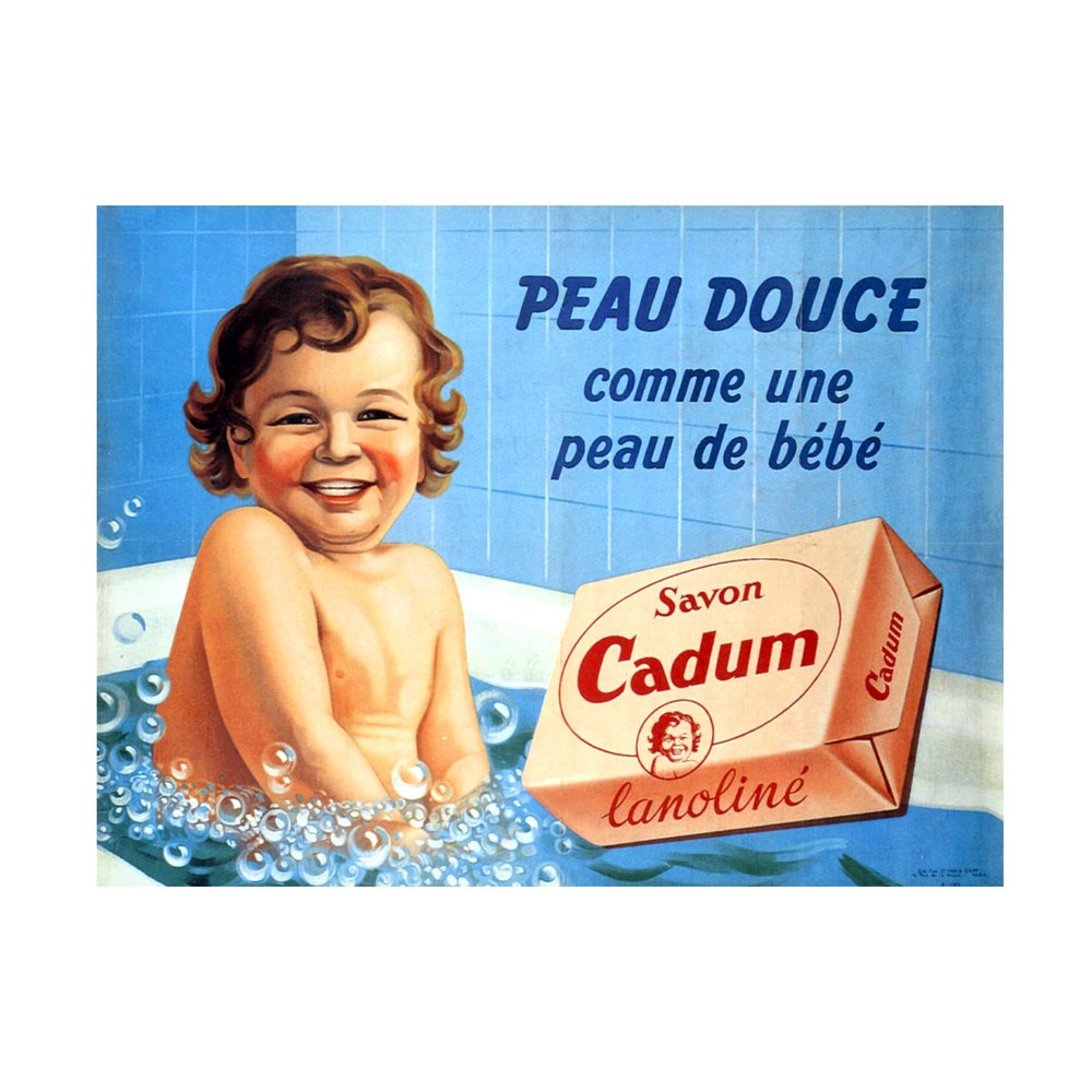 Canvas Wall Art - Arsene Le Feuvre 'Baby in bath for Cadum soap 1958' Wall Art for Living Room, Bedroom, or Office Dcor by Trademark Fine Art