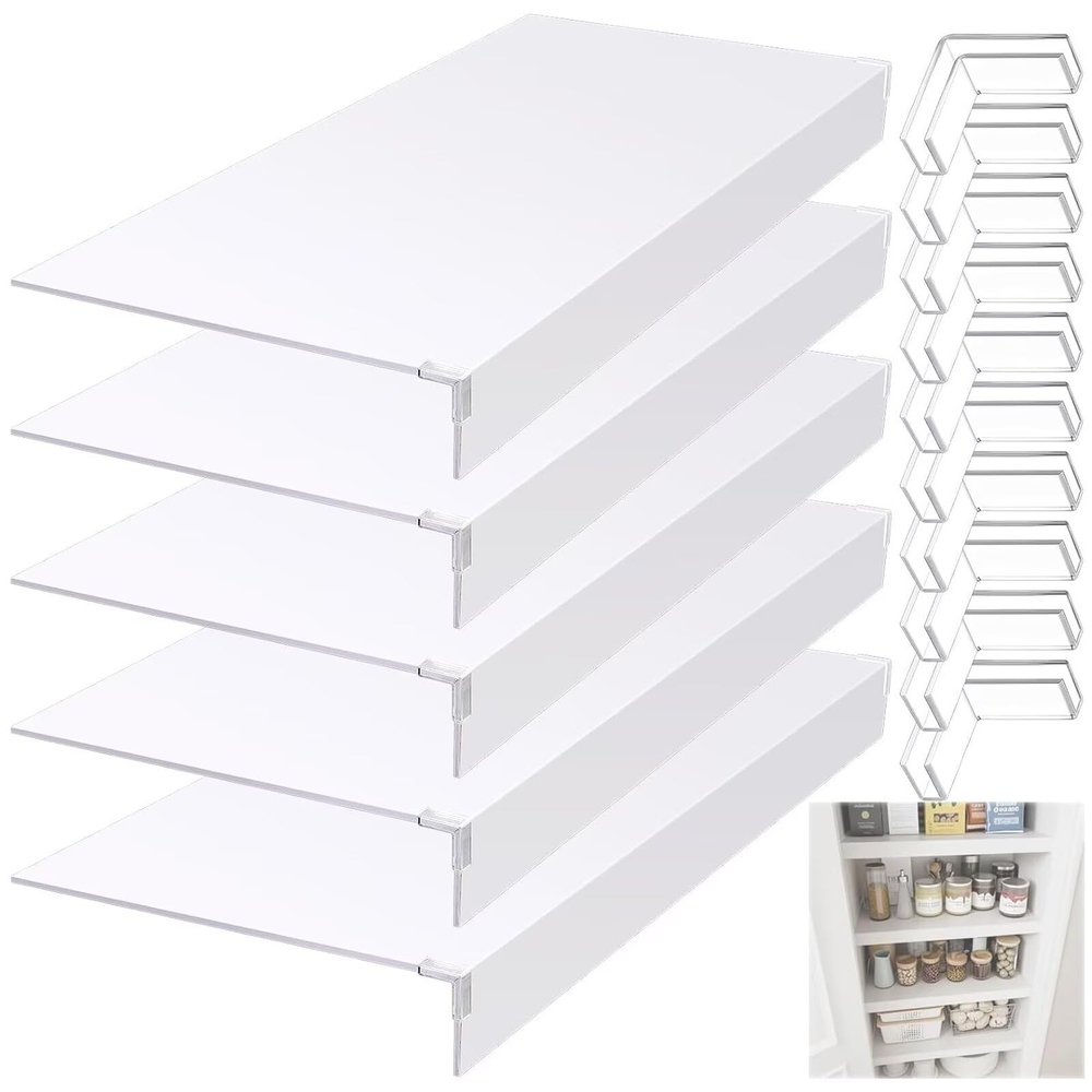 ACJSDGL 5 Pcs Wire Rack Covers for Pantry 35x12x3 in Wire Rack Covers for Pantry PVC Material Shelf Liners,Removable Closet Decoration for Office Bathroom Kitchen White