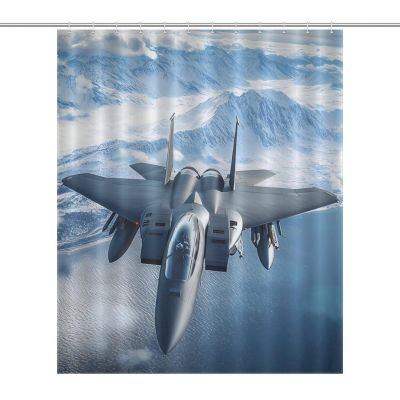 Aircraft Fighter Jet F-15 Ea-gles Flying Shower Curtain Waterproof Lightweight Bathroom Curtains with Hooks 60x72Inch152x183cm