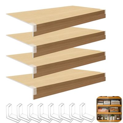 4 Sets Faux Wood Shelf Covers for Wire Shelving - 26"x10" Removable Pantry Shelf Liners | Durable PVC Closet Rack Covers with Easy Installation