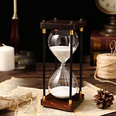 60-Minute Sand Timer - 15/30/45/60 Minutes Time Management Tool - Decorative Kitchen, Restaurant & Living Room Accent - Perfect for Home, Christmas & New Year Celebrations