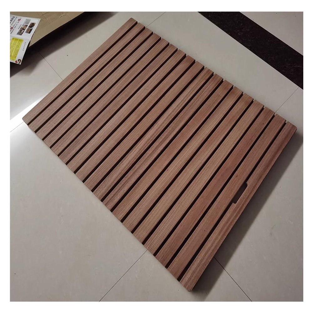 1pc Large Teak Shower Mat - Non-Slip Wooden Bathroom Mat for Indoor/Outdoor Use, Eco-Friendly and Durable(34x45in)