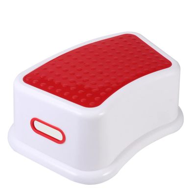 Boy Girl Plastic Footstool, Red, Non Slip Step Stool