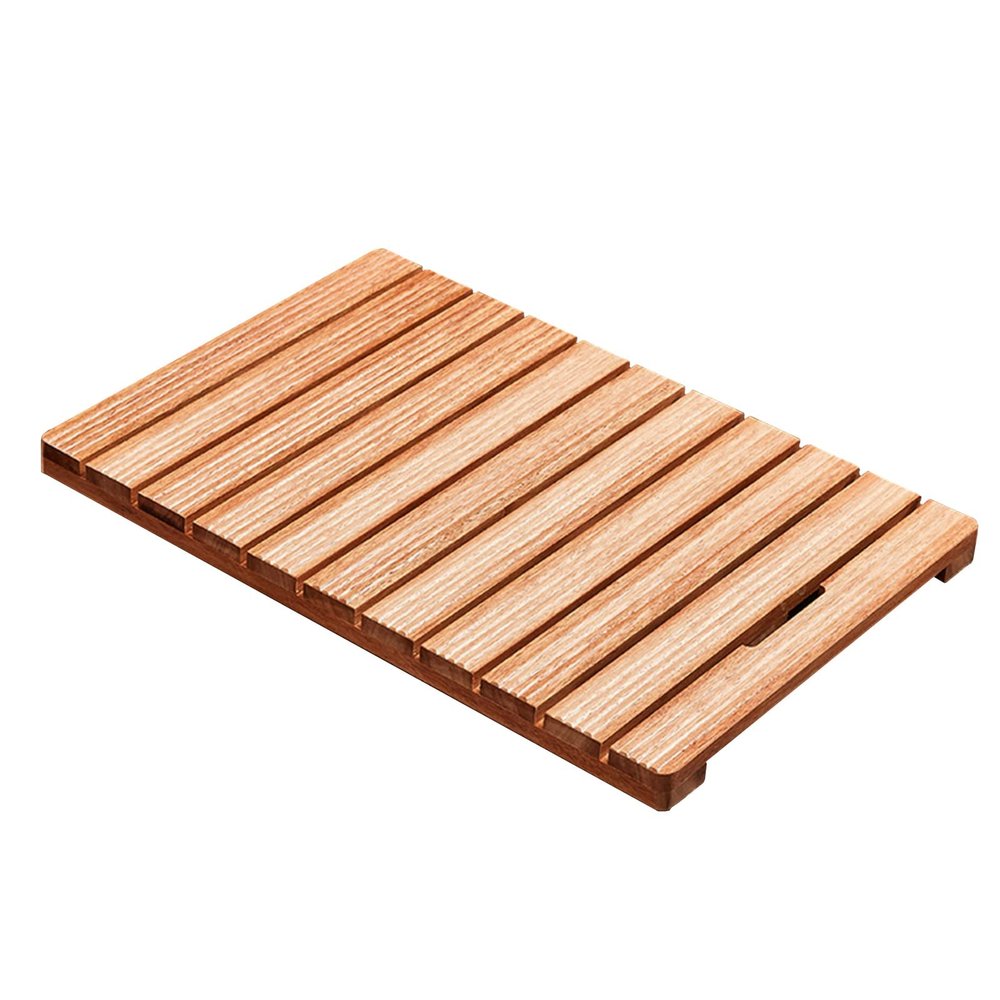 1pc Large Teak Shower Mat - Non-Slip Wood Board Bath Mat with Slatted Drainage for Bathroom, Spa, Shower, and Pool Area(50x70x4.3cm)