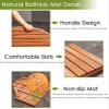 1pc Large Teak Shower Mat - Non-Slip Wood Board Bath Mat with Slatted Drainage for Bathroom, Spa, Shower, and Pool Area(50x70x4.3cm) view 3