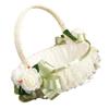 Light Green Flower Girl Basket with Ribbon Bow Elegant for Weddings view 1