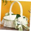 Light Green Flower Girl Basket with Ribbon Bow Elegant for Weddings view 3