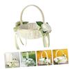Light Green Flower Girl Basket with Ribbon Bow Elegant for Weddings view 4
