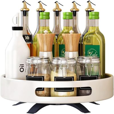 DRMEE Kitchen Storage,Apartment Rotary Spice Rack Carbon Steel Rotating Kitchen Rack Seasoning Rack Soy Sauce Bottle Seasoning Box Rack Fruit Storage Jars(White,1 Tier)
