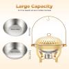 MARTEXBUY 4PCS Gold Chafing Dishes for Buffet, 8L/8.5QT Chafing Dish Buffet Set, Chafers & Buffet Warmers Sets, Countertop Food Warmers for Parties Restaurant, Stainless Steel, w/Dome Hanging Lid view 2