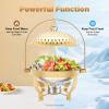 MARTEXBUY 4PCS Gold Chafing Dishes for Buffet, 8L/8.5QT Chafing Dish Buffet Set, Chafers & Buffet Warmers Sets, Countertop Food Warmers for Parties Restaurant, Stainless Steel, w/Dome Hanging Lid view 3
