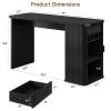 ONBRILL 59 Inch Kitchen Island with Storage, Fluted Counter Height Table, Mid-Century Modern Kitchen Island Table with Sliding Door, Home Bar Tables with Wine Rack and Drawers Black view 2