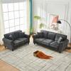 63.5" Chenille Loveseat Sofa - Traditional Rolled Arm Couch with Nailhead Trim, Chesterfield Couch with 2 Throw Pillows and Solid Wood Frame, Earthy Tone Upholstery 2-Seater Sofa for Living Room, Gray view 3