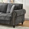 63.5" Chenille Loveseat Sofa - Traditional Rolled Arm Couch with Nailhead Trim, Chesterfield Couch with 2 Throw Pillows and Solid Wood Frame, Earthy Tone Upholstery 2-Seater Sofa for Living Room, Gray view 4