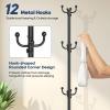 Coat Rack Freestanding, Black Coat Rack with Umbrella Holder, standing hat rack umbrella stand for entryway, coat hanger stand with 12 Hooks, office coat tree for Hat, Umbrella, jacket, Bag, Clothes view 3