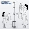 Coat Rack Freestanding, Black Coat Rack with Umbrella Holder, standing hat rack umbrella stand for entryway, coat hanger stand with 12 Hooks, office coat tree for Hat, Umbrella, jacket, Bag, Clothes view 4