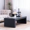 47.6" Modern Black Ribbed Coffee Table Rectangular Low Profile Center Table for Living Room view 1