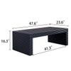 47.6" Modern Black Ribbed Coffee Table Rectangular Low Profile Center Table for Living Room view 3
