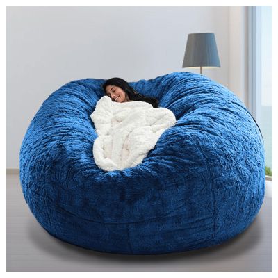 5FT/6FT/7FT Giant Fur Bean Bag Chair Cover for Adult, Lazy Sofa Bed Cover,Soft Fluffy Faux Fur BeanBag(No Filler)