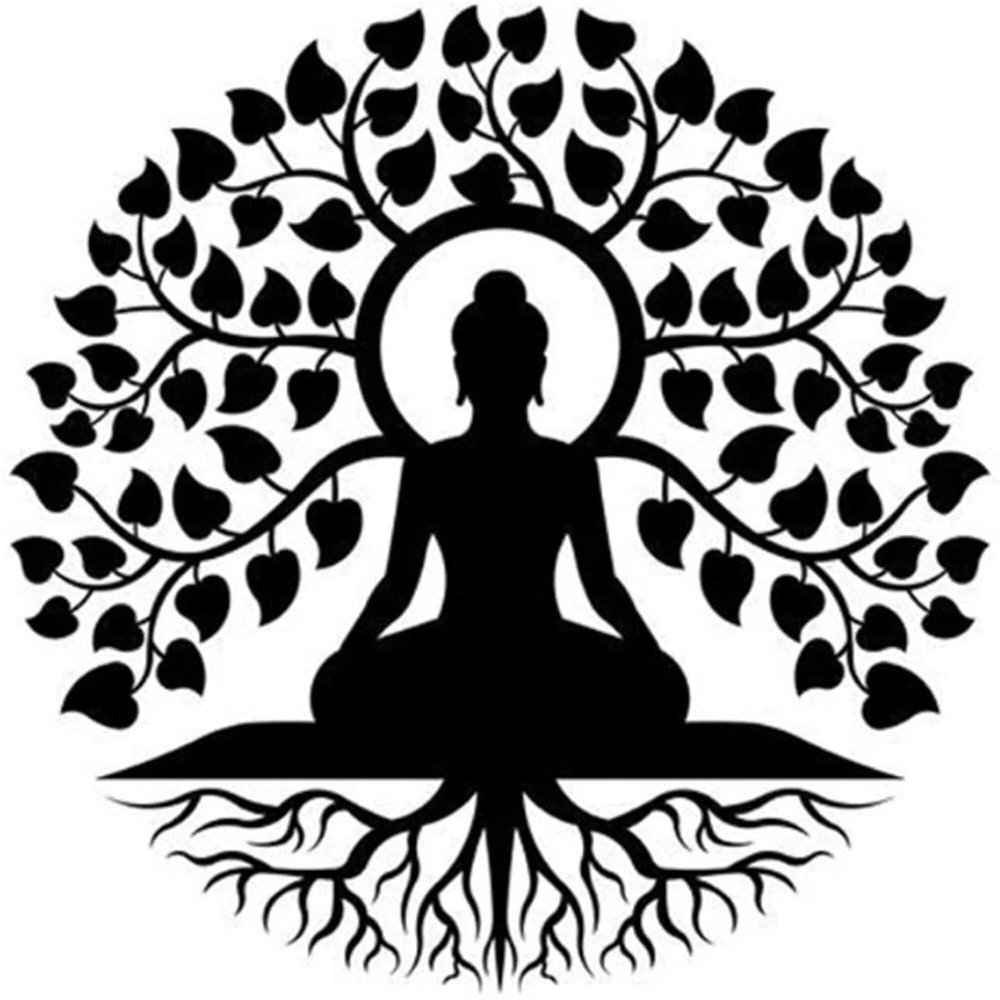 AOTTSD Tree of Life Buddha Metal Wall Art Hanging Decor - 11.8" Black Meditation Yoga Zen Home Decor for Living Room, Bedroom, Indoor Spiritual Gift