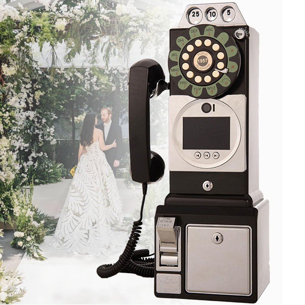 Wlikoci Audio Guest Book Wedding Phone, Audio Phone guestbook, Audio guestbook Like Leaving A Voicemail Message, Preserve Your Special Occasions (Black 32G)