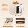 2 Slice Touch Screen Toaster Stainless Steel Wide Slots with Digital Touchscreen, Reheat & Defrost, Even Toasting for Family Breakfast Bagel & Bread, Easy Removable Crumb Tray, Cream Color view 4
