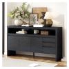 60" 3-Door Sideboard with 3 Drawers - Semi-Open Shelf & Center Semi-Circular Cutout in Back Panel,for Kitchen view 1