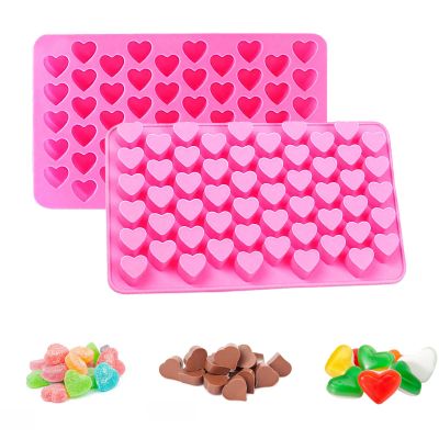 2 Pcs Heart Silicone Molds Non-Stick Food Grade Reusable Silicone Baking Mold, for Jelly,Candy, Chocolate Making Supplies